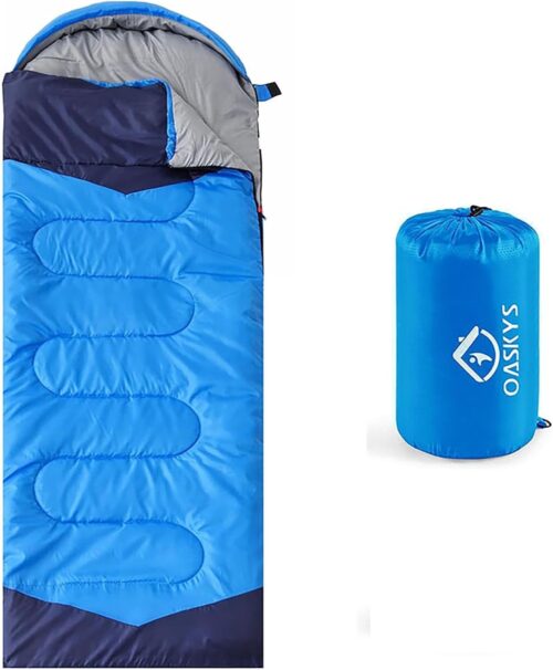 oaskys Camping Sleeping Bag – 3 Season Warm & Cool Weather – Summer Spring Fall Lightweight Waterproof for Adults Kids – Camping Gear Equipment, Traveling, and Outdoors