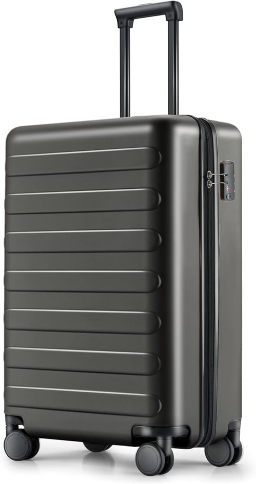 20-Inch Carry-On Luggage Lightweight, Airline Approved (22 X 14 X 9), Perfect for 3-5 Days Trips, Double Spinner Wheels, 100% Hardshell PC, TSA Lock (Black, Rhine)