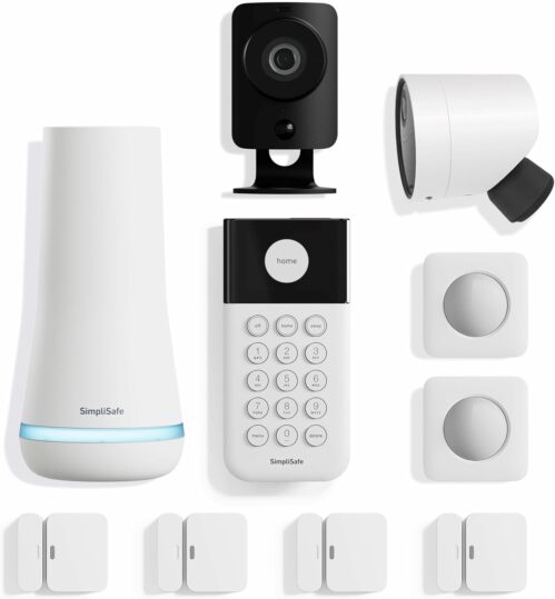 SimpliSafe 10 Piece Wireless Home Security System with Outdoor Camera – Optional 24/7 Professional Monitoring – No Contract – Compatible with Alexa and Google Assistant