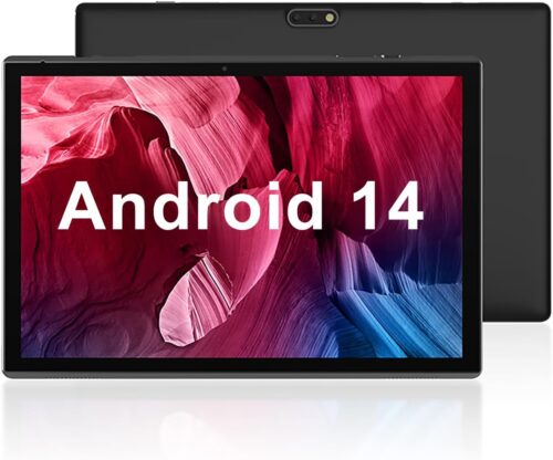 Tablet 10 inch Android Tablet PC, 10.1″ Android 14 Tablets, DDR4 6GB RAM 32GB ROM 2MP+8MP Dual Camera, WiFi-6 Bluetooth 1TB Expand IPS Full HD Display Tab, 6000mAh Battery Powerful Performance Tablet
