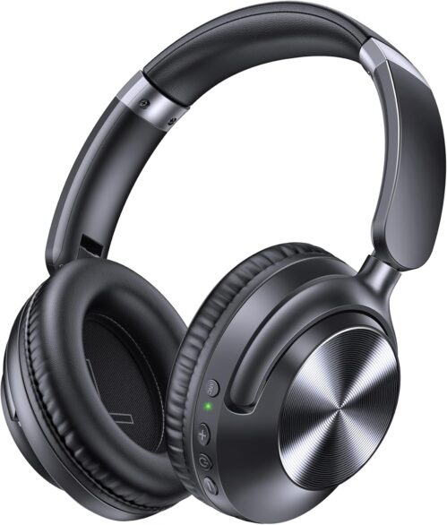 TAGRY Active Noise Cancelling Over Ear Headphones 100H Playback Bluetooth Headphones Earphones with Deep Bass Light Weight Comfort Headsets with Fast Charging for Work Travel Home Office PC Black