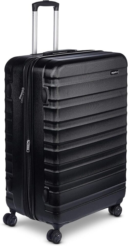 Amazon Basics 30″ Hardside Large Checked Luggage, Hardshell Suitcase With Wheels, Expandable For Up to 15% More Space, With Scratch-Resistant Surface, Four Multi-directional Wheels, Black