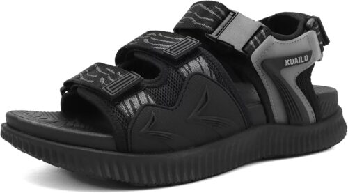 KuaiLu Mens Hiking Sandals with Arch Support Orthopedic Walking Recovery Sandals for Plantar Fasciitis Open Toe Summer Athletic Sport Comfortable Cushion Breathable Outdoor Water Sandals Size7-13
