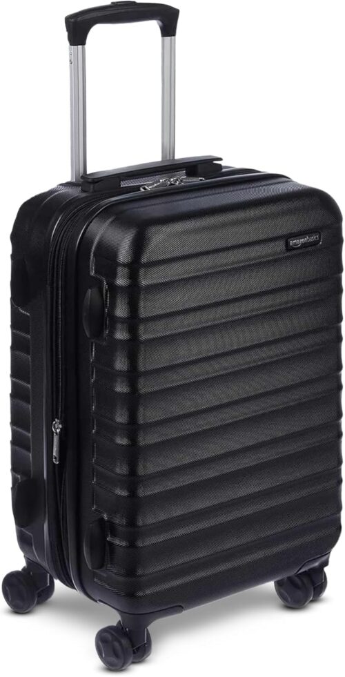 Amazon Basics 21″ Hardside Carry-On Luggage, Hardshell Suitcase With Wheels, Expandable For Up to 25% More Space, With Scratch-Resistant Surface, Four Multi-directional Wheels, Black