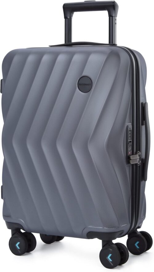 BAGSMART Carry On Luggage 22x14x9 Airline Approved,PC Hardside Suitcase,20 Inch Travel Luggage with Spinner Wheels, Lightweight Suitcases for Men Women, Grey
