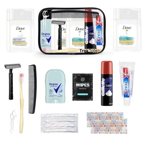 15-Piece Travel Toiletries Kit – TSA Approved Hygiene Set with Lightweight, Compact Toiletry Bag – Essential Toiletries Set for Men and Women – Portable, Reusable, and Perfectly Sized for Easy Packing