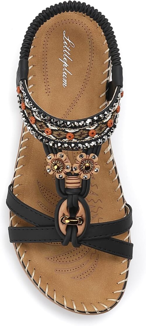 Littleplum Womens Sandals Arch Support Summer Beach Sandals Comfort Walking Shoes Bohemian Flip Flops Sandals for Women