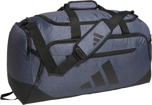 adidas Defender 5.0 Duffel, Durable Travel Gym Sports Bag for Men and Women, Twill Onix Grey/Black, Medium (59L)