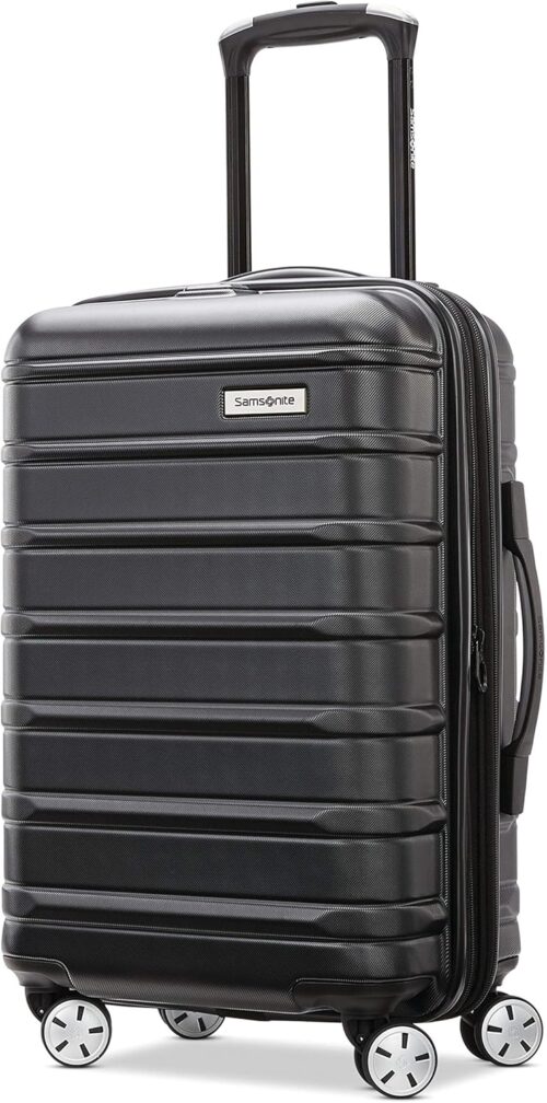 Samsonite Omni 2 Carry-On Hardside Luggage with 360° Spinner Wheels – Scratch Resistant Hardshell – TSA, Airline-Approved – Expandable Polycarbonate Shell for Lightweight Travel – Midnight Black