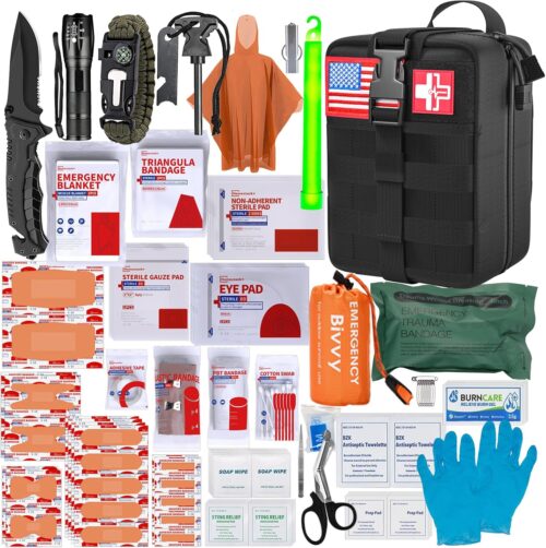 [New Upgrade] First Aid Kit, Survival Gear Outdoor Tactical Gear Set First Aid Kits Military Grade Molle System for Camper Travel Hunting Hiking and Adventures