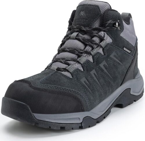 Men’s Waterproof Hiking Boots Lightweight Comfortable Leather Mid Ankle Outdoor Trekking Boot