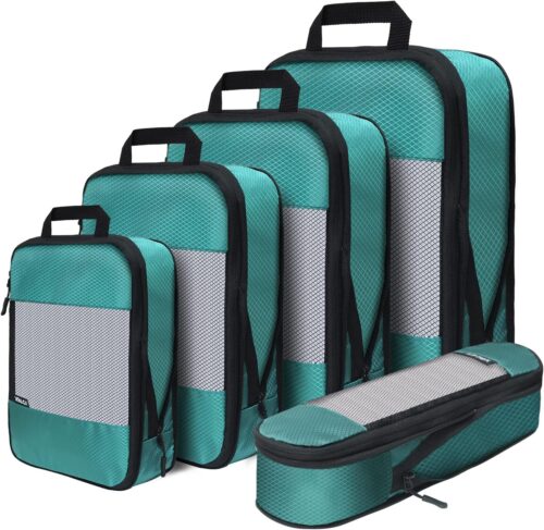 Compression Packing Cubes for Suitcases,5 Set Travel Essentials, Lightweight Luggage Organizer Bags, Travel Cubes for Carry on