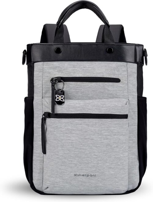 Sherpani Soleil Anti-Theft Convertible Backpack, 3-in-1 Tote, Crossbody Bag, Purse for Women, 18L Lightweight Travel Gift with RFID Protection, Fits 15” Laptop (Sterling)