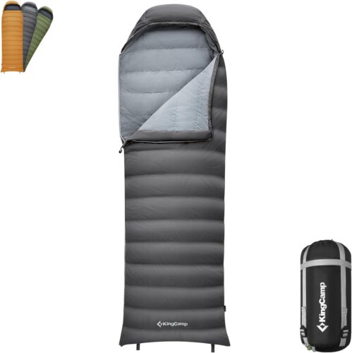 KingCamp Ultralight Down Sleeping Bag, 650 FP Compact Cold Weather 3-4 Season Sleeping Bag for Adults 10°F, Backpacking, Camping, Hiking, Traveling with Compression Sack