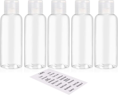 5 Pack 3.4oz Empty Plastic Travel Bottles for Toiletries TSA Approved Leak Proof Squeezable Travel Size Containers Travel Essentials Accessories, clear