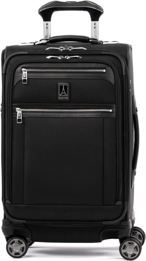 Travelpro Platinum Elite Softside Expandable Carry on Luggage, 8 Wheel Spinner Suitcase, USB Port, Suiter, Men and Women, Shadow Black, Carry On 21-Inch