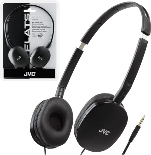 JVC Flats On-Ear Wired Headphones – Flat Foldable Design – 30mm Driver for Powerful Sound – Soft Ear-Pads for Comfort – Steel Headband – Lightweight & Portable – PC/Laptop/Gaming – 3.5mm Slim Plug