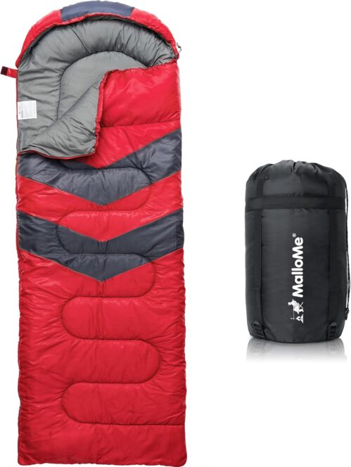 MalloMe Sleeping Bags for Adults Cold Weather & Warm – Backpacking Camping Sleeping Bag for Kids 10-12, Girls, Boys – Lightweight Compact Camping Essentials Gear Accessories Hiking Sleep Must Haves