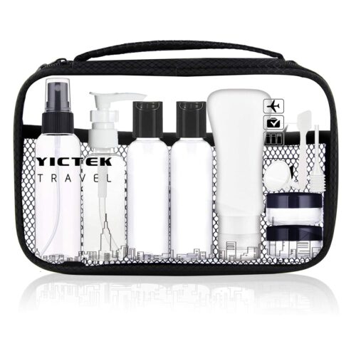 Empty Plastic Travel Bottles Containers for Toiletries, TSA Approved Travel Size Toiletries Bottles Kit for Liquids Shampoo Conditioner Lotion, Carry-On Set for Women/Men