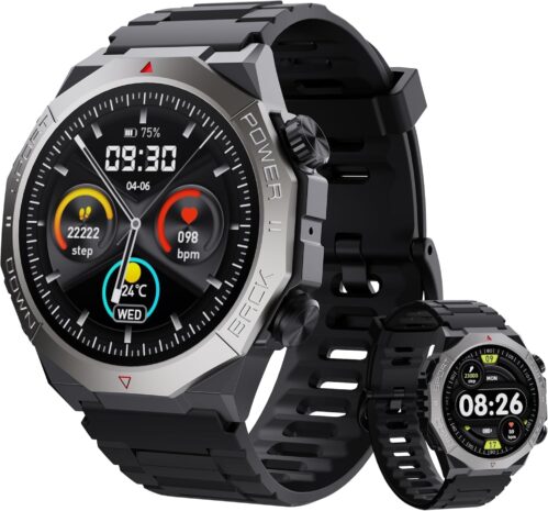 Military Smart Watches for Men(Answer/Make Calls), 1.39″ Fitness Watch with Heart Rate Pedometer Sleep Monitor, 110+ Sports Modes Smartwatch for Men, IP68 Waterproof Activity Tracker for Android iOS