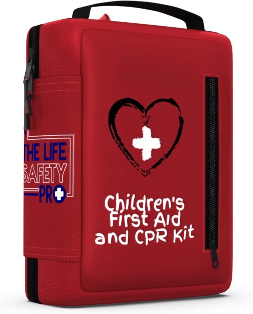 Portable First Aid Kit for Kids with CPR Shield – Ideal for Home, Car, School, Camping, and as a Travel First aid kit. Latex-Free Bandages – Children First Aid Guide by The Life Safety Pro