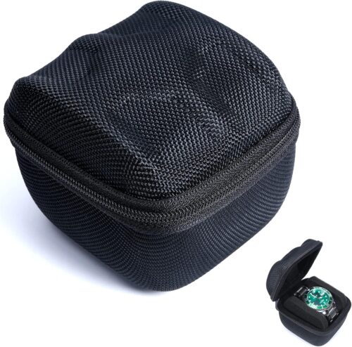 Single Hard Watch travel case, Men’s wristwatch smartwatch sports watch Roll Display Organizer box with custom flexible pillow fit up to 55mm face watch
